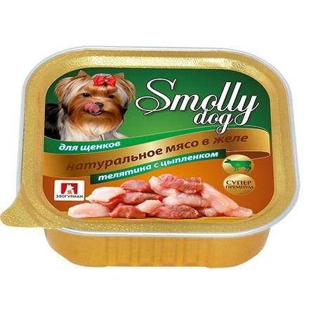 Зоогурман Smolly Dog влажный корм для собак мелких и средних пород, фарш из телятины с цыпленком, в ламистерах - 100 г фото 1