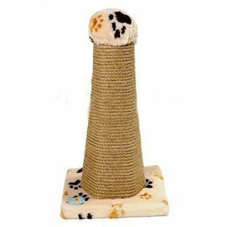 Зооник когтеточка-столб на подставке шестигранная с веревкой из пеньки, размер: 34*34*55 см, цвета в ассортименте фото 1