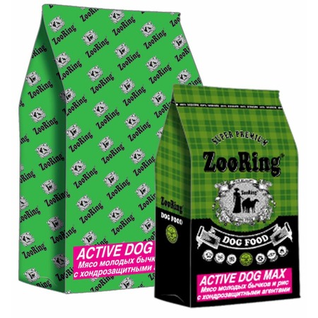 Zooring Active Dog Max мясо молодых бычков 26/15 сухой корм для взрослых собак крупных пород с телятиной фото 1