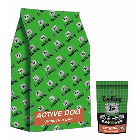 Zooring Active Dog 26/15 сухой корм для взрослых собак средних и крупных пород для кожи и шерсти с лососем и рисом фото 1