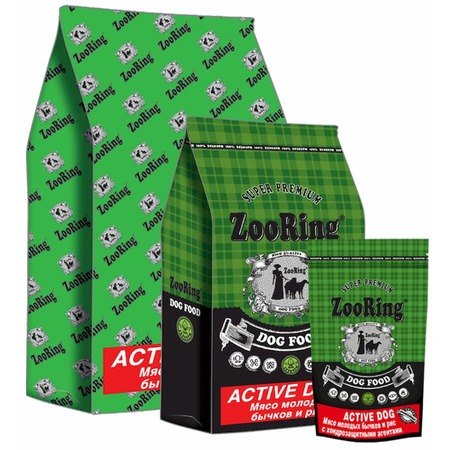 Zooring Active Dog мясо молодых бычков 26/15 сухой корм для взрослых собак средних и крупных пород с телятиной и рисом фото 1