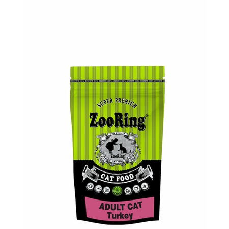 Zooring Adult Cat Turkey сухой корм для взрослых кошек всех пород для кожи и шерсти с индейкой - 350 г фото 1