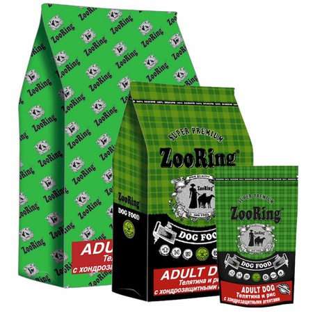 Zooring Adult Dog 25/13 сухой корм для взрослых собак средних и крупных пород с хондропротектерами, телятиной и рисом - 10 кг фото 1