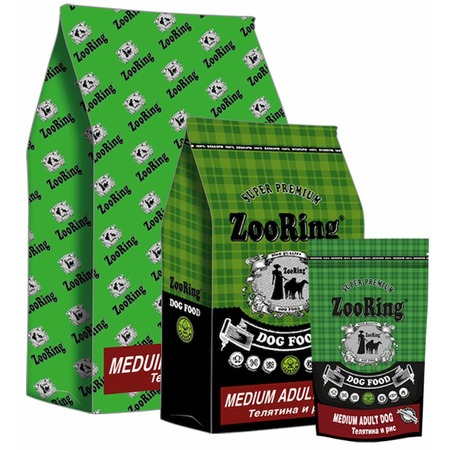 Zooring Medium Adult Dog 24/12 сухой корм для взрослых собак средних пород с телятиной и рисом - 2 кг фото 1