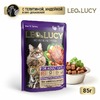 Leo&Lucy влажный полнорационный корм для стерилизованных кошек, с телятиной, индейкой и биодобавками, кусочки в соусе, в паучах - 85 г фото 2
