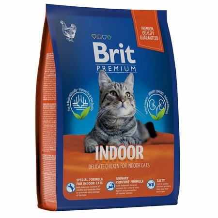 Brit Premium Cat Indoor полнорационный сухой корм для кошек домашнего содержания, с курицей - 400 г фото 2