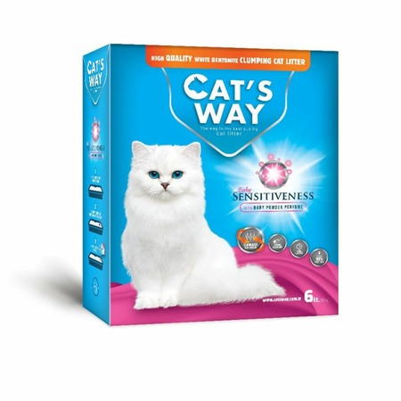 Cats way Box White Cat Litter With Babypowder наполнитель комкующийся для кошачьего туалета с ароматом детской присыпки - 6 л ( коробка) фото 2