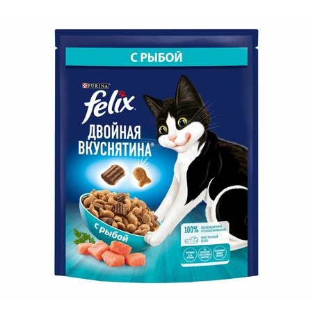 Felix Двойная вкуснятина полнорационный сухой корм для кошек, с рыбой - 200 г фото 2