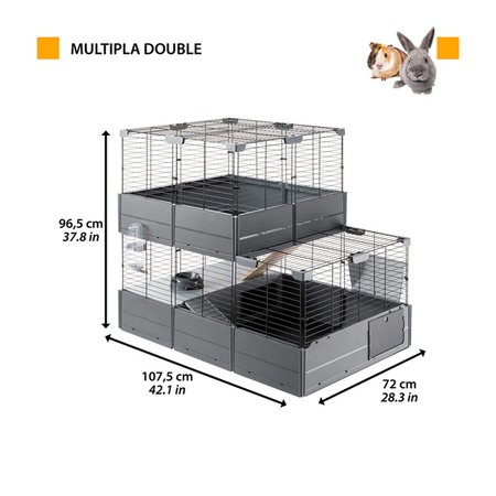 Ferplast Cage Multipla Double клетка для мелких домашних животных, модульная, черная - 107,5x72h96,5 см фото 2