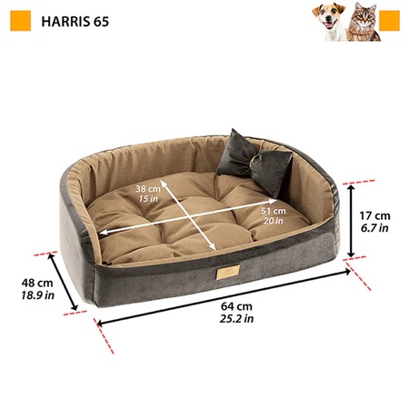 Ferplast Harris 65 диван-кровать для кошек и собак, коричневый - 64x48xh17 см фото 2