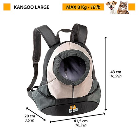 Ferplast Kangoo Grey Backpack рюкзак для собак мелких пород, полиэстр, серый - L фото 2