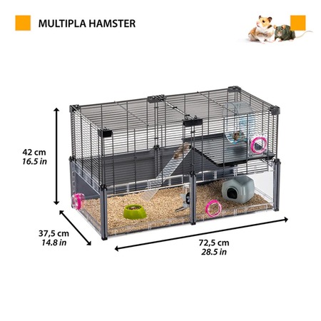 Ferplast Multipla Hamster клетка для хомяков и мышей, с аксессуарами, черная - 72,5x37,5xh42 см фото 2