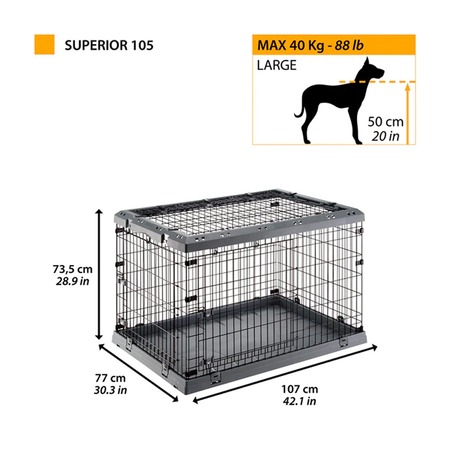 Ferplast Superior 105 клетка для собак крупных пород, с пластиковой крышей и поддоном - 107x77xh73,5 см фото 2