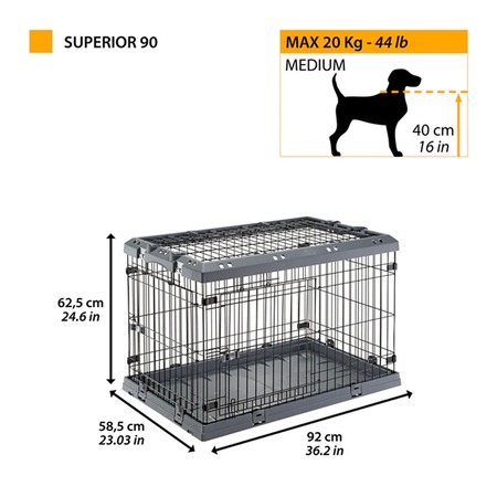 Ferplast Superior 90 клетка для собак средних пород, с пластиковой крышей и поддоном - 92x58,5xh62,5 см фото 2