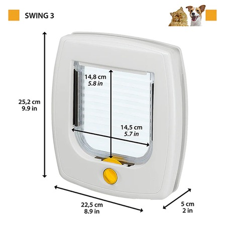 Ferplast Swing 3 Basic дверка для животных, коричневая - 22,5x5xh25,2 см, размер прохода - 14,5x14,8 см фото 2