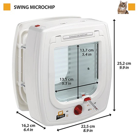 Ferplast Swing Microchip дверка для животных, с определителем микрочипа, белая - 22,5x16,2xh25,2 см, размер прохода - 13,5x13,7 см фото 2