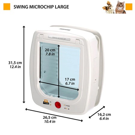 Ferplast Swing Microchip Large дверка для животных, с определителем микрочипа, белая - 26,5x16,2xh31,5 см, размер прохода - 17x20 см фото 2