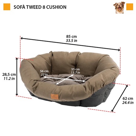 Ferplast запасная подушка для лежака Sofa 8 Tweed, коричневая - 85x62xh28,5 см фото 2