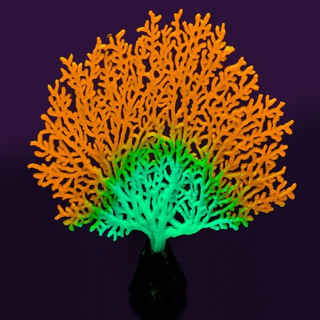 Gloxy флуоресцентная аквариумная декорация коралл веерный, оранжевый 13,5х3х16 см фото 2