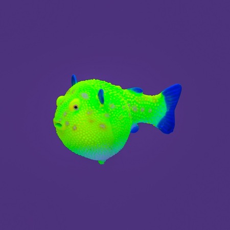 Gloxy флуоресцентная аквариумная декорация рыба шар на леске, желтая 8х5х5,5 см фото 2
