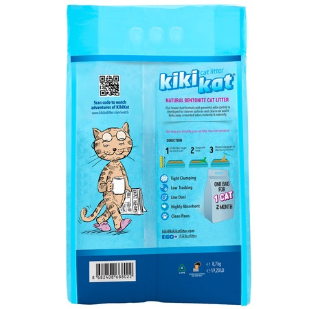 KikiKat комкующийся бентонитовый наполнитель для кошачьего туалета супер-белый - 10 л фото 2