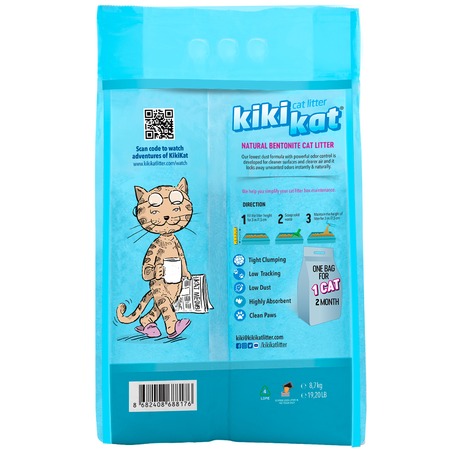 KikiKat комкующийся бентонитовый наполнитель для кошачьего туалета супер-белый с ароматом "Горная свежесть" - 10 л фото 2