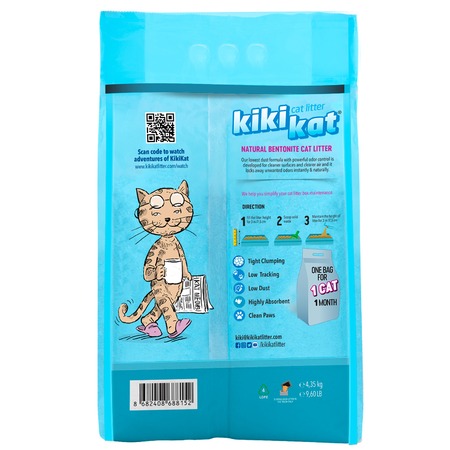 KikiKat комкующийся бентонитовый наполнитель для кошачьего туалета супер-белый с ароматом "Горная свежесть" - 5 л фото 2