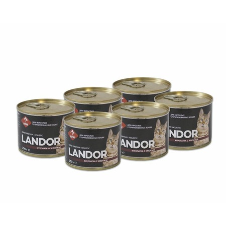 Landor полнорационный влажный корм для стерилизованных кошек, паштет с куропаткой и клюквой, в консервах фото 2