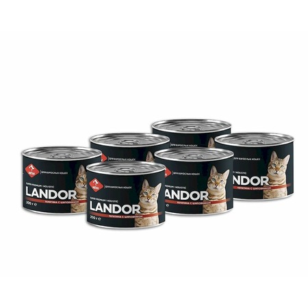 Landor полнорационный влажный корм для кошек, паштет с телятиной и шиповником, в консервах фото 2