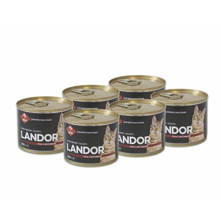 Landor полнорационный влажный корм для кошек, паштет с уткой и брусникой, в консервах фото 2