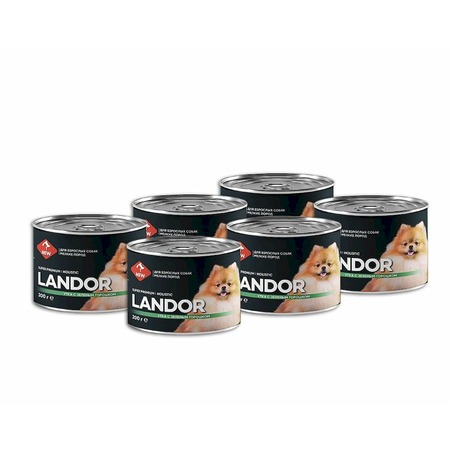 Landor полнорационный влажный корм для собак мелких пород, паштет с уткой и зеленым горошком, в консервах - 200 г фото 2
