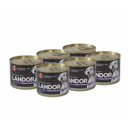 Landor полнорационный влажный корм для собак, паштет с индейкой и черникой, в консервах фото 2