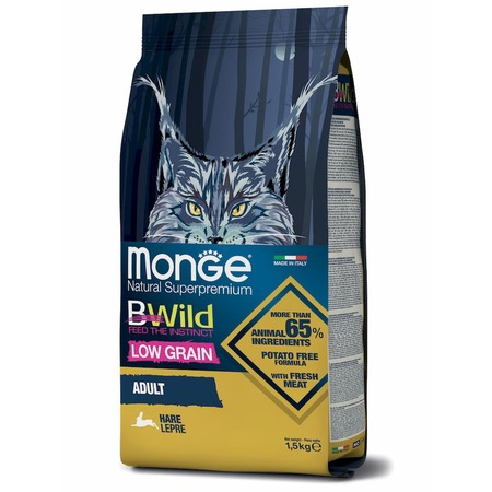 Monge Cat BWild Low Grain полнорационный сухой корм для кошек, низкозерновой, с мясом зайца - 1,5 кг фото 2