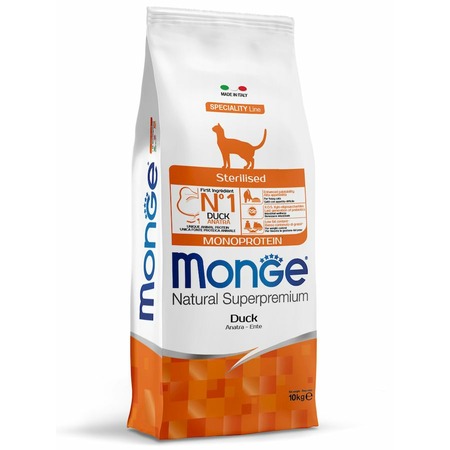Monge Cat Speciality Line Monoprotein Sterilised полнорационный сухой корм для стерилизованных кошек, с уткой фото 2