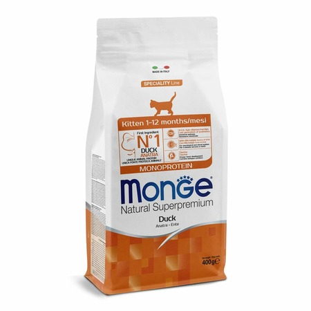 Monge Cat Speciality Line Monoprotein полнорационный сухой корм для котят и беременных кошек, с уткой - 400 г фото 2
