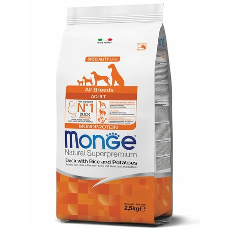 Monge Dog Speciality Line Monoprotein полнорационный сухой для собак, с уткой, рисом и картофелем - 2,5 кг фото 2