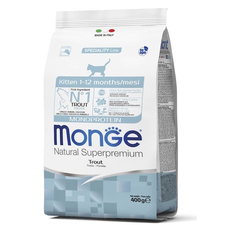 Monge Cat Speciality Line Monoprotein полнорационный сухой корм для котят, с форелью - 400 г фото 2