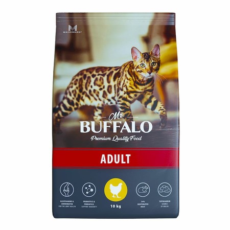 Mr.Buffalo Adult полнорационный сухой корм для взрослых котов и кошек с курицей - 10 кг фото 2