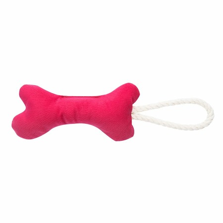 Mr.Kranch игрушка для собак мелких и средних пород, косточка с канатом, ярко-розовая - 31х9х4 см фото 2