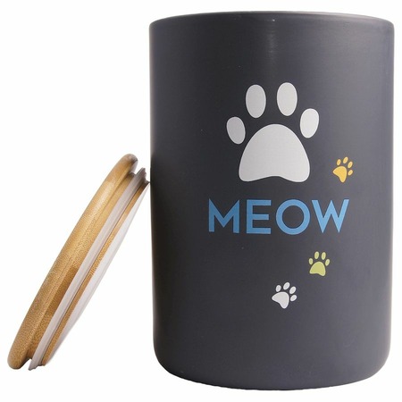 Mr.Kranch Meow бокс для хранения корма для кошек, керамический, черный - 1900 мл фото 2