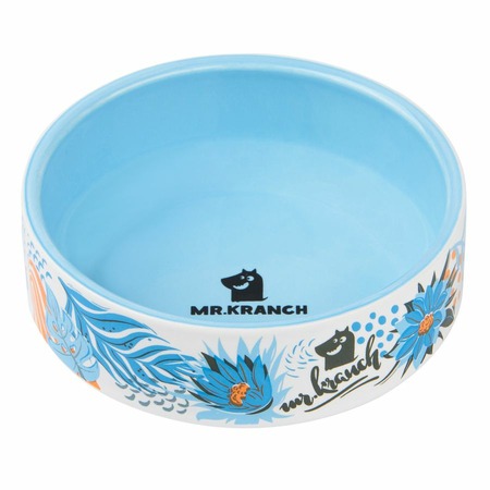 Mr.Kranch миска для собак и кошек "Тропики", фарфор, голубая - 350 мл фото 2