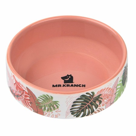 Mr.Kranch миска для собак и кошек "Тропики", фарфор, розовая - 350 мл фото 2