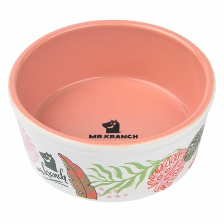 Mr.Kranch миска для собак и кошек "Тропики", фарфор, розовая - 450 мл фото 2