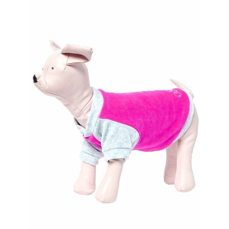 Толстовка OSSO-fashion для собак любого возраста миниатюрных мелких и средних пород из велюра розового цвета - р. 28 фото 2