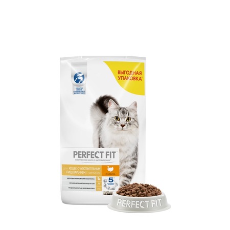 Perfect Fit сухой корм для взрослых кошек с чувствительным пищеварением, с индейкой - 10 кг фото 2