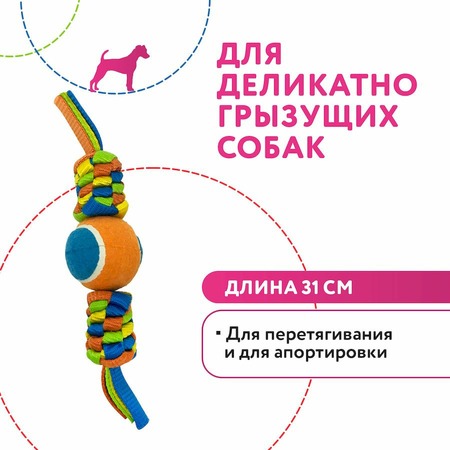 Pet Park игрушка для собак, плетенка с теннисным мячом - 6 см фото 2