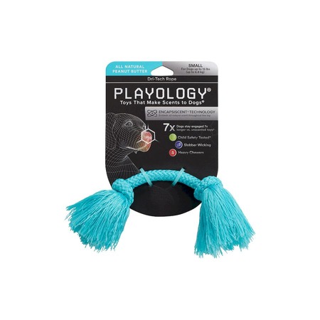 Playology Dri-tech Rope игрушка для собак мелких пород, жевательный канат, с ароматом арахиса, маленький, голубой фото 2