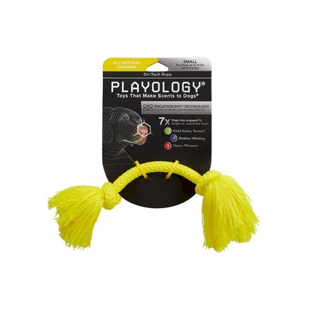 Playology Dri-tech Rope игрушка для собак мелких пород, жевательный канат, с ароматом курицы, маленький, желтый фото 2