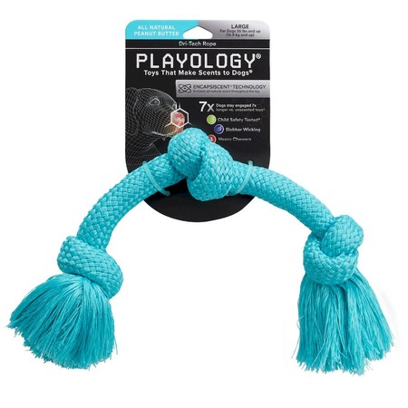 Playology Dri-tech Rope игрушка для собак средних и крупных пород, жевательный канат, с ароматом арахиса, большой, голубой фото 2