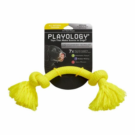 Playology Dri-tech Rope игрушка для собак средних пород, жевательный канат, с ароматом курицы, средний, желтый фото 2